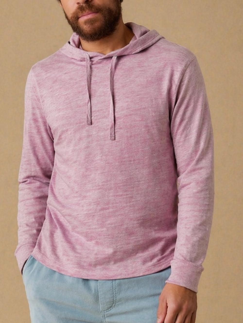 Faherty Sunwashed Slub Hoodie Organic Cotton Pink Mauve Lightweight Men’s L